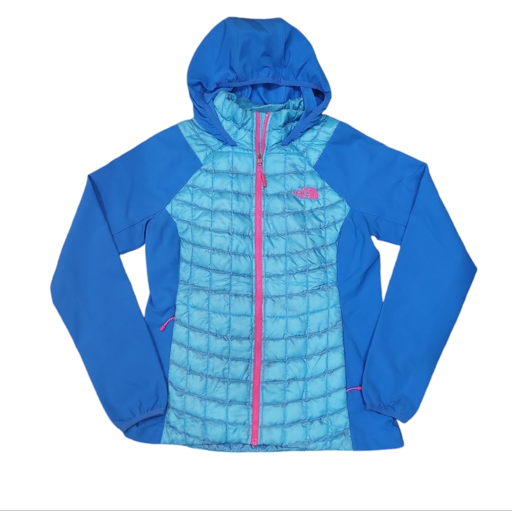 EUC the North face like new Lightweight Thermoball Full Zip Teal Hooded Jacket